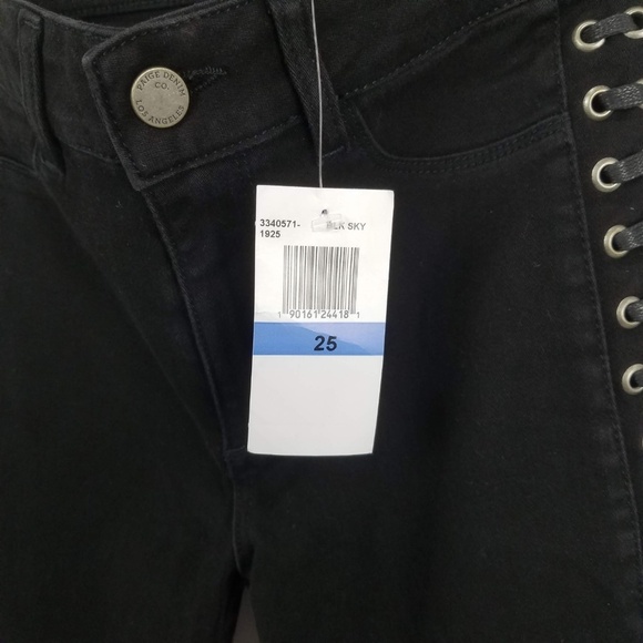 NWT Paige Jeans Womens 25 “Lacey” Black Ultra Skinny Faux-Pocket Lace Up - Picture 7 of 8
